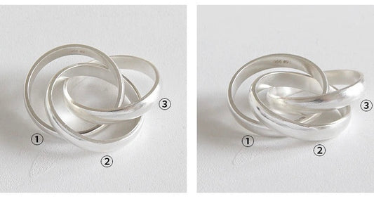 Triple Crossed Band Silver Statement Ring