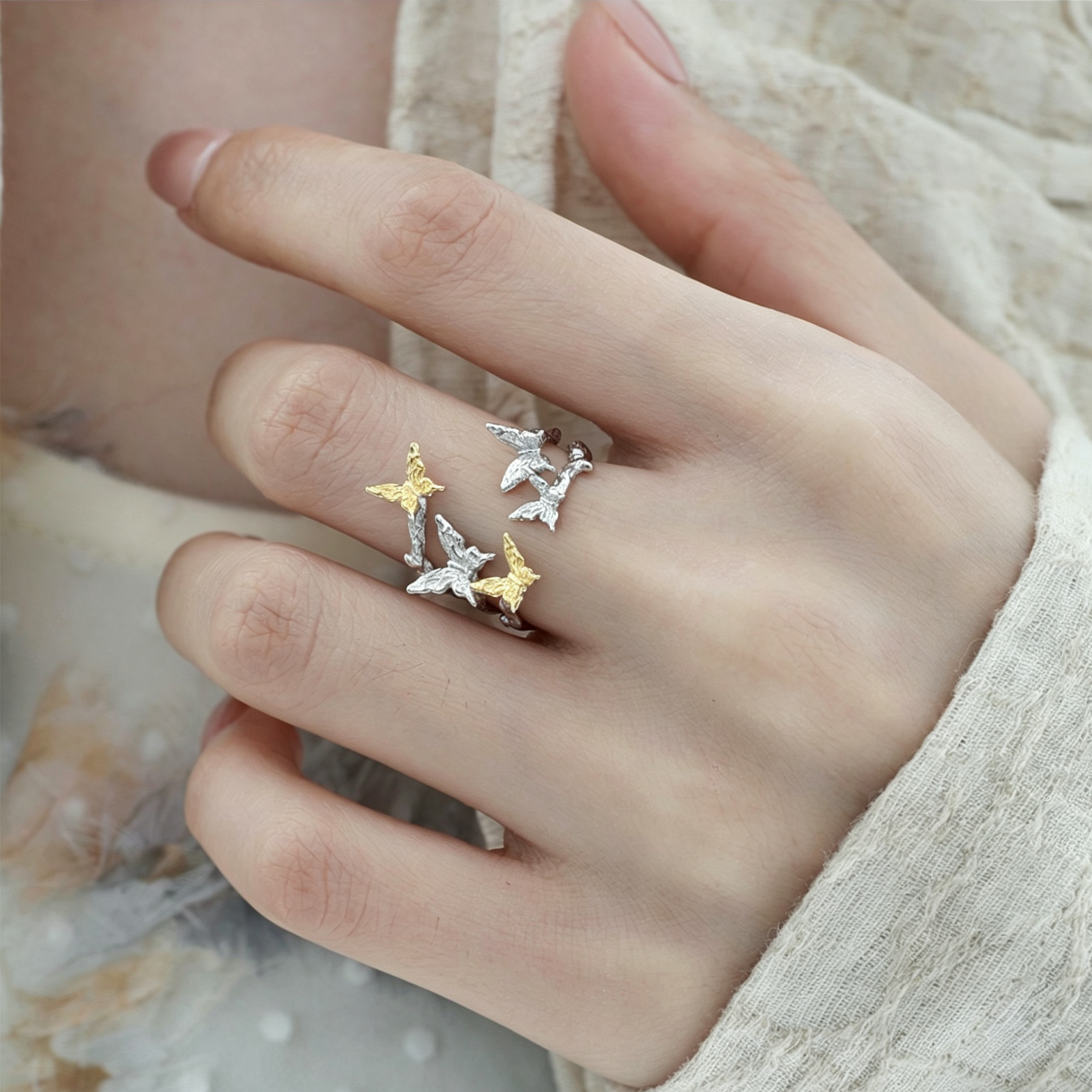Golden Butterfly Vine Ring OPHRASTUDIO
