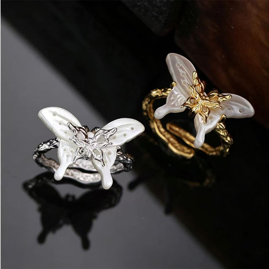 Iridescent Butterfly Abalone Silver Ring OPHRASTUDIO