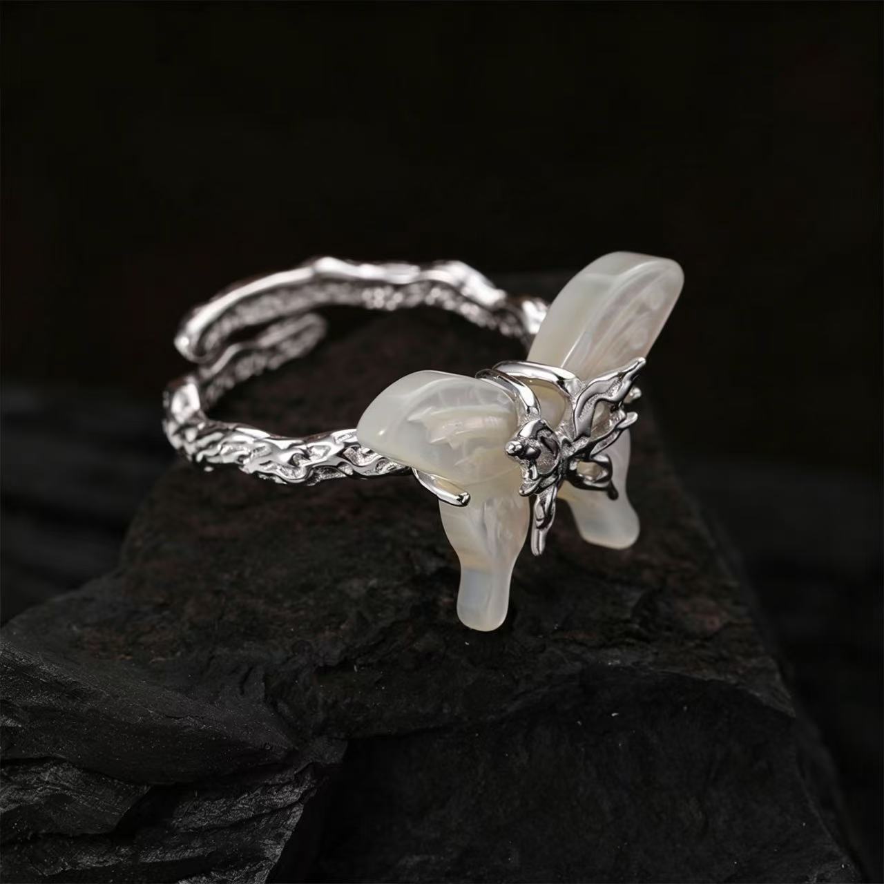 Iridescent Butterfly Abalone Silver Ring OPHRASTUDIO