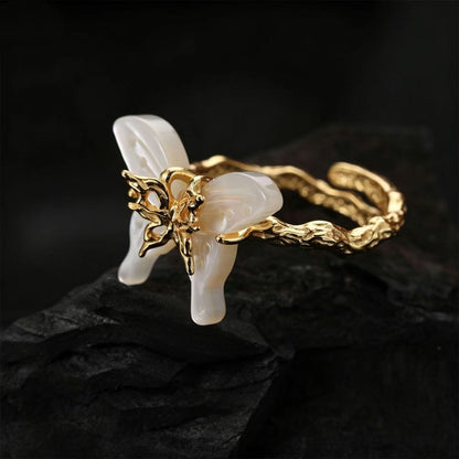 Iridescent Butterfly Abalone Silver Ring OPHRASTUDIO