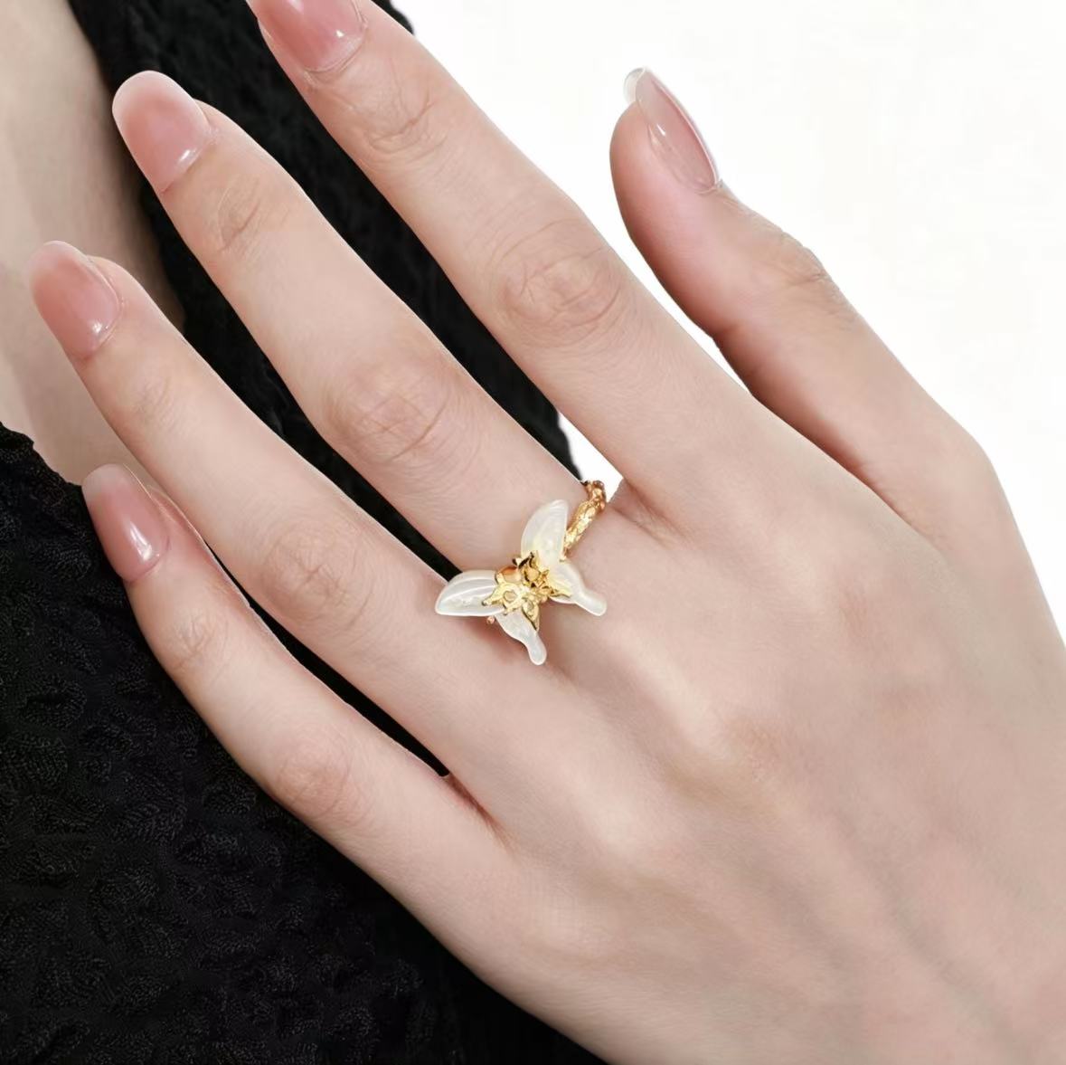 Iridescent Butterfly Abalone Silver Ring OPHRASTUDIO