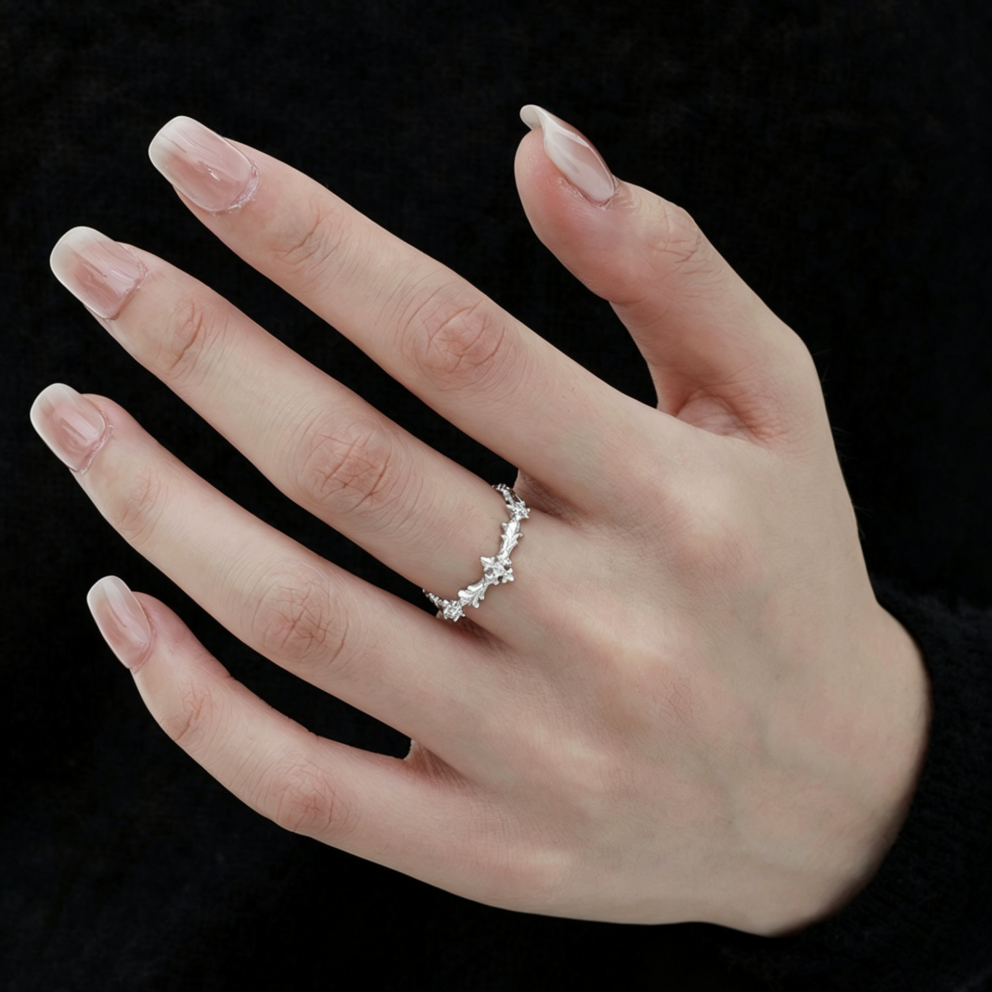 Floral Cross Silver Ring OPHRASTUDIO