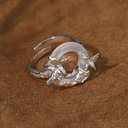 Butterfly Halo Agate Silver Ring OPHRASTUDIO