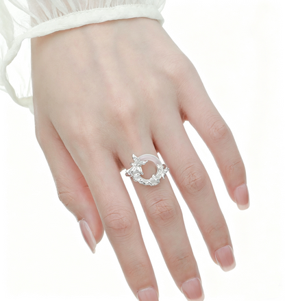 Butterfly Halo Agate Silver Ring OPHRASTUDIO