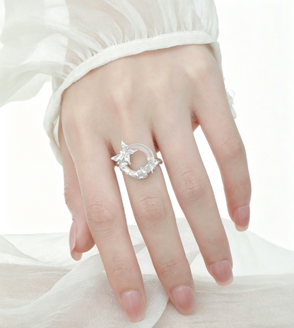 Butterfly Halo Agate Silver Ring OPHRASTUDIO