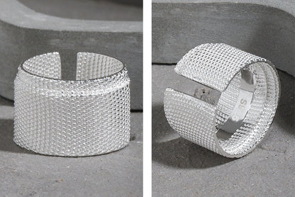 Athena's Bandage Texture Silver Statement Ring OPHRASTUDIO