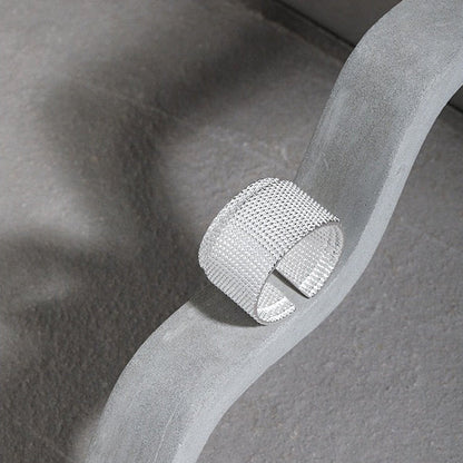 Athena's Bandage Texture Silver Statement Ring OPHRASTUDIO