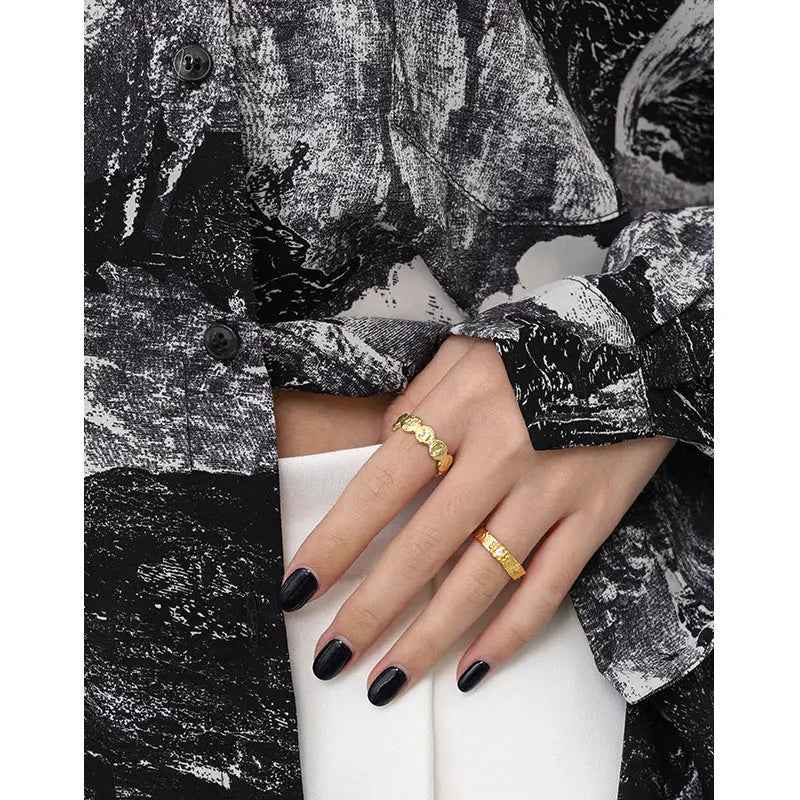 Aurelia's Tinfoil Geometric Round Silver Stacking Ring