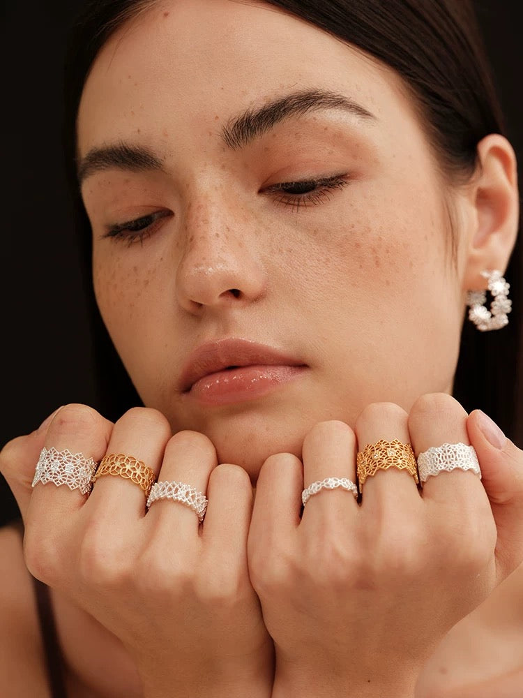 French Embroidered Lace Hollow Vintage Ring OPHRASTUDIO