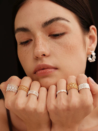 French Embroidered Lace Hollow Vintage Ring OPHRASTUDIO