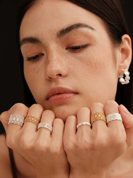 French Embroidered Lace Hollow Vintage Ring OPHRASTUDIO