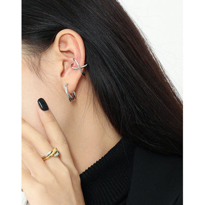 Sleek X-Curve Ear Cuff Earring OPHRASTUDIO