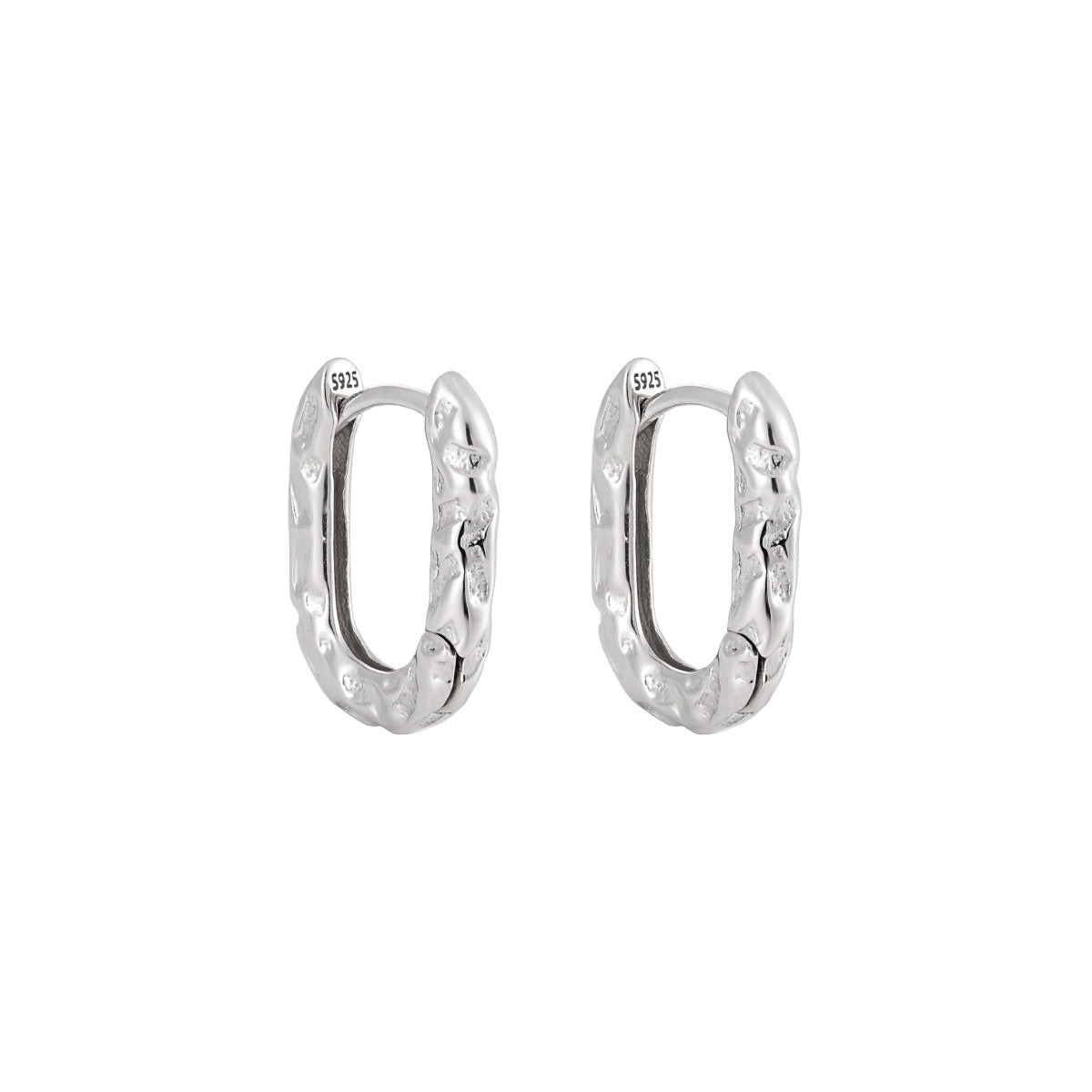 Textured Flow Sterling Silver Hoop Earrings