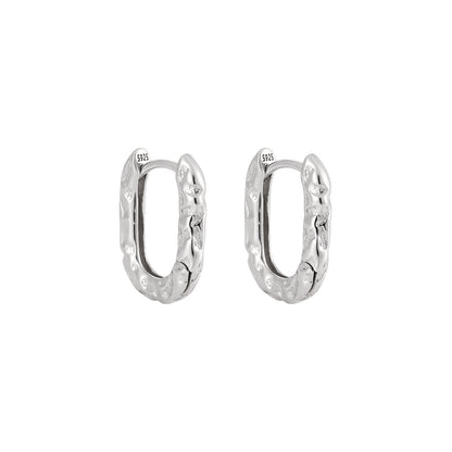Textured Flow Sterling Silver Hoop Earrings