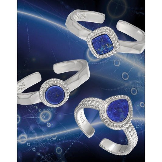 LAPIS LAZULI TEARDROP SILVER STACKING RING OPHRASTUDIO