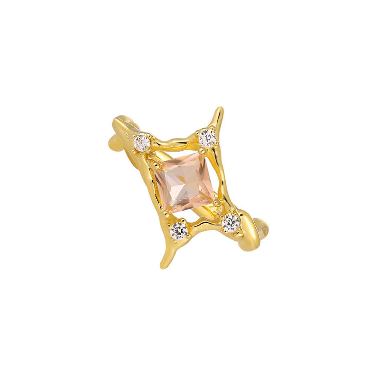 Stellar Square Zirconia Silver Statement Ring