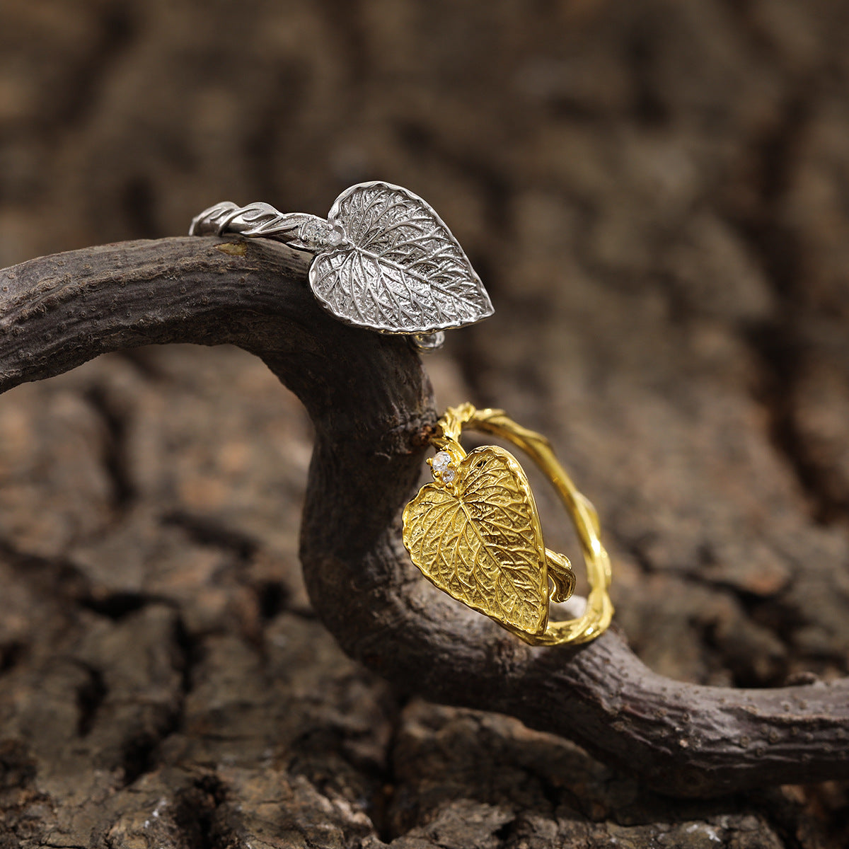 Twilight Vine Leaf Silver Statement Ring OPHRASTUDIO