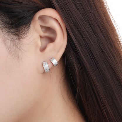 Textured Wide Silver Huggie Earrings OPHRASTUDIO