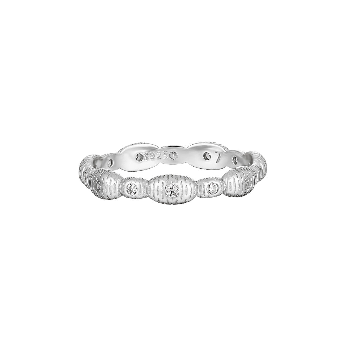 Textured Zircon Silver Stacking Ring OPHRASTUDIO