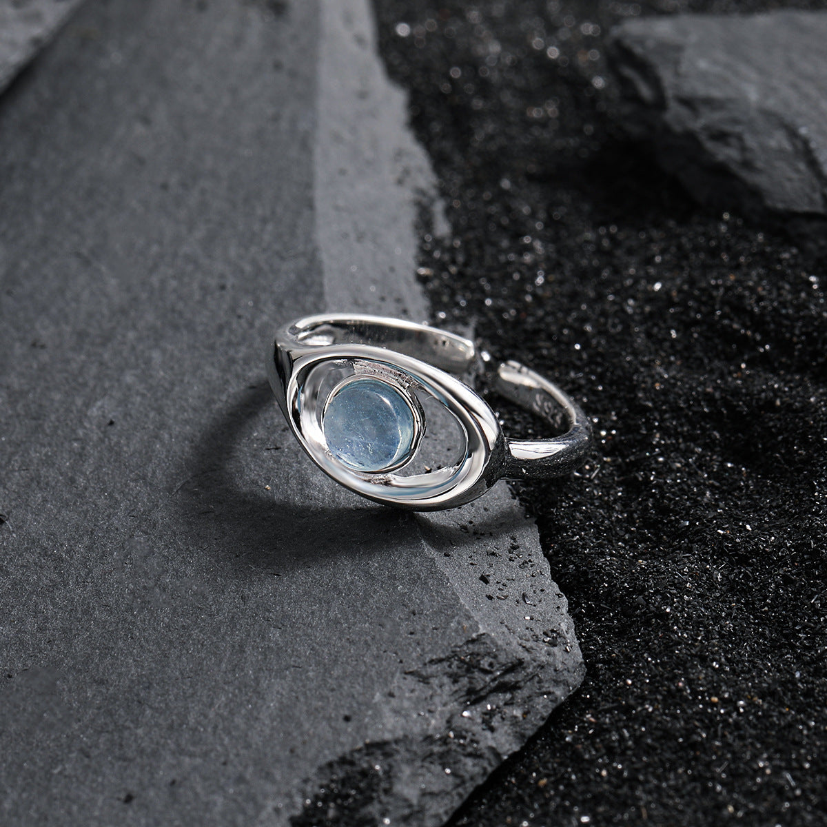 Aquamarine Hollow Statement Ring OPHRASTUDIO
