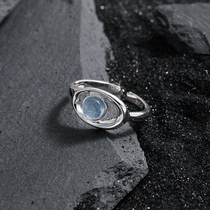 Aquamarine Hollow Statement Ring OPHRASTUDIO