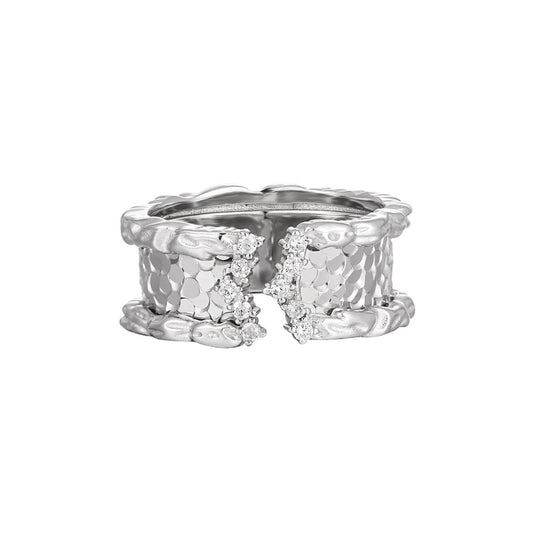 Shimmering Scales Silver Cuff Ring OPHRASTUDIO