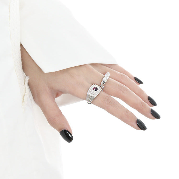 Ripple Crest Glass Stone Statement Ring OPHRASTUDIO