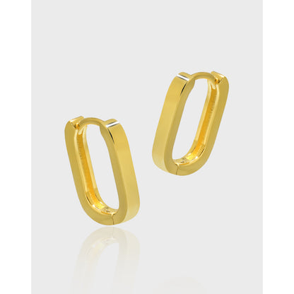 Geometric Oval Huggie Earrings