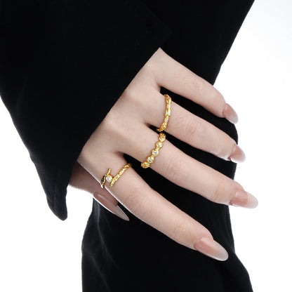 Textured Zircon Silver Stacking Ring OPHRASTUDIO