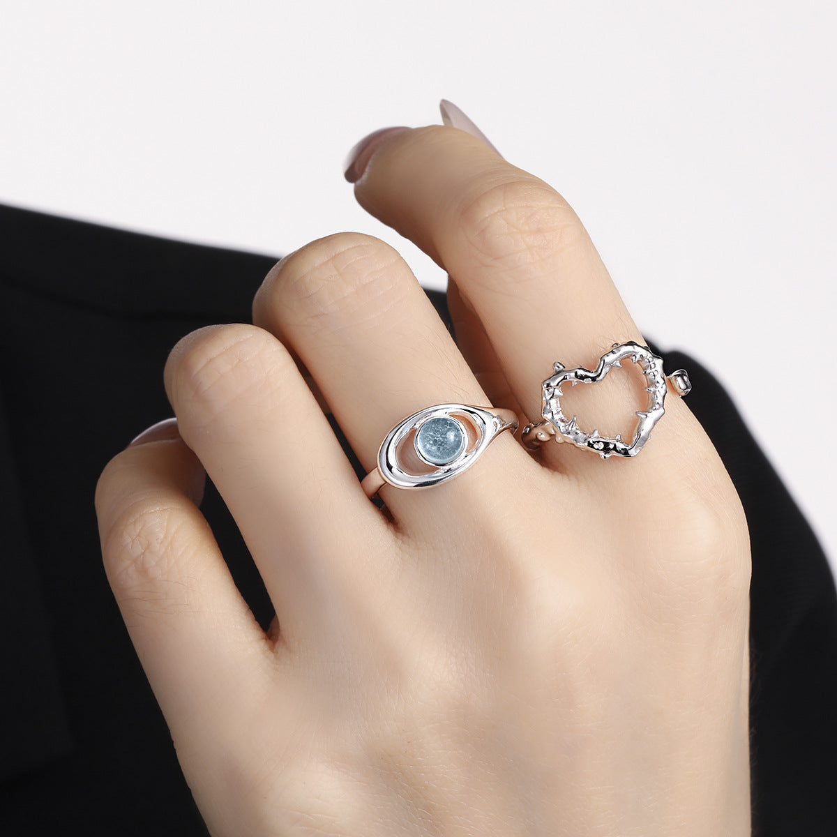 Aquamarine Hollow Statement Ring OPHRASTUDIO