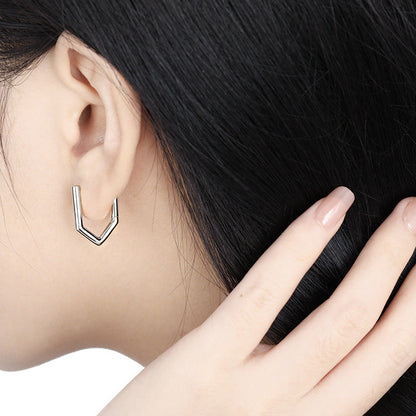 Geometric Pavé Edge Hoop Earrings