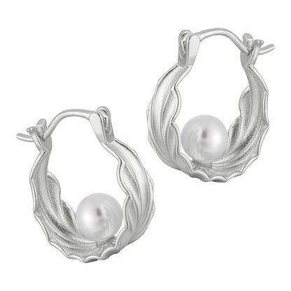 Pearl Seaweed Hoop Earrings OPHRASTUDIO
