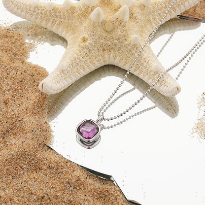 Ametrine Glow Natural Amethyst Silver Necklace OPHRASTUDIO