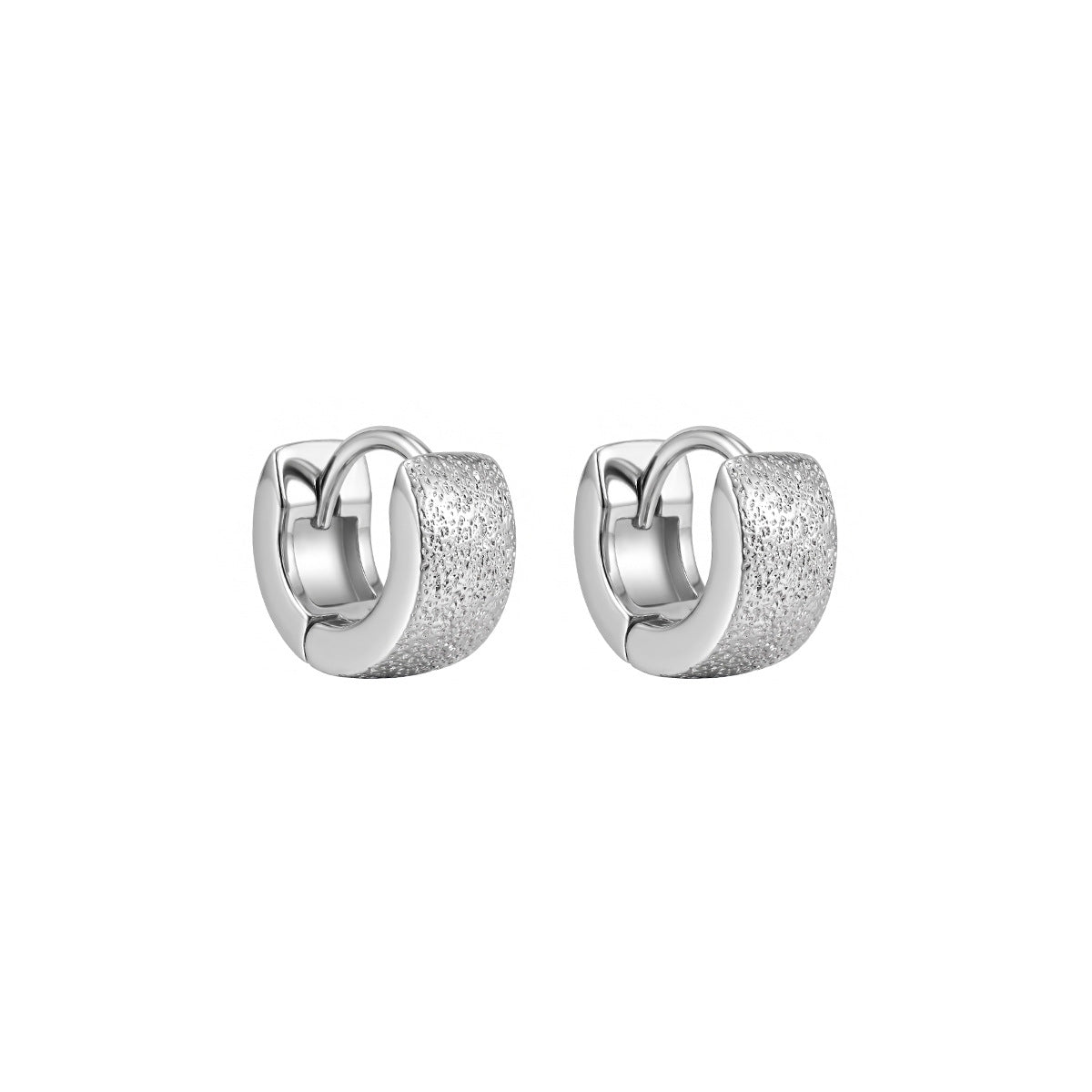 Textured Wide Silver Huggie Earrings OPHRASTUDIO