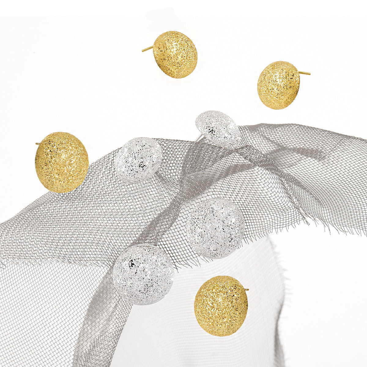 Lumi Shimmer Matte Sphere Silver Stud Earrings OPHRASTUDIO