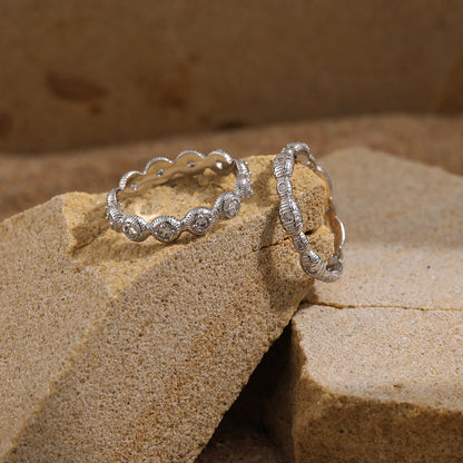 Textured Zircon Silver Stacking Ring OPHRASTUDIO