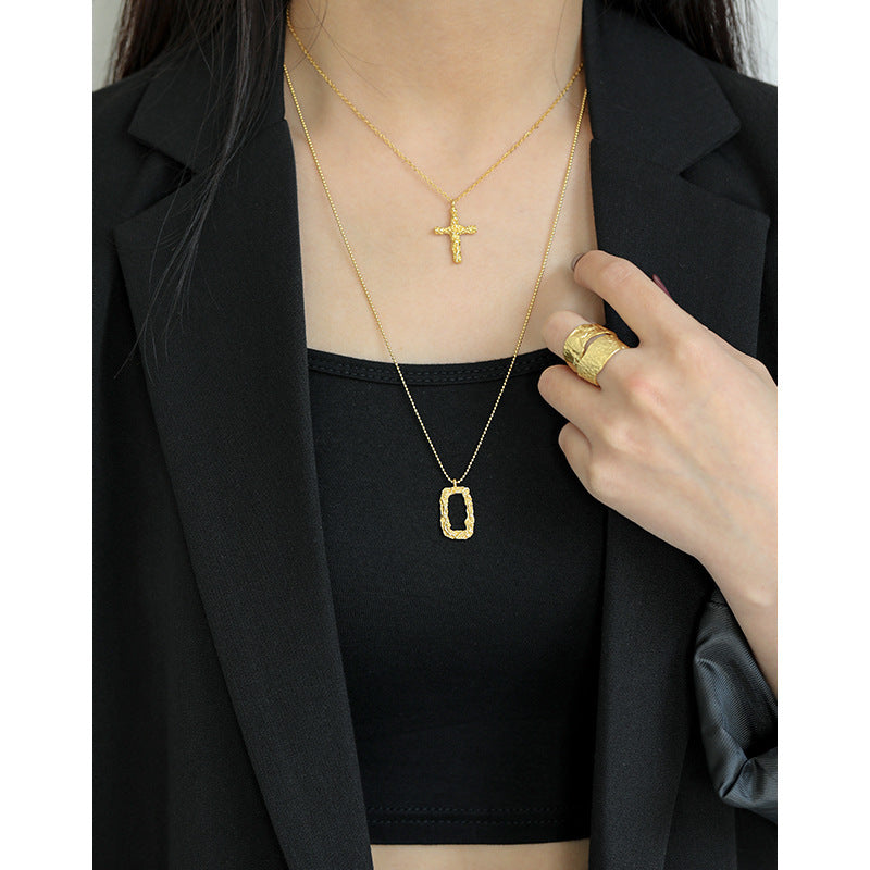 Crumpled Frame Pendant Necklace OPHRASTUDIO