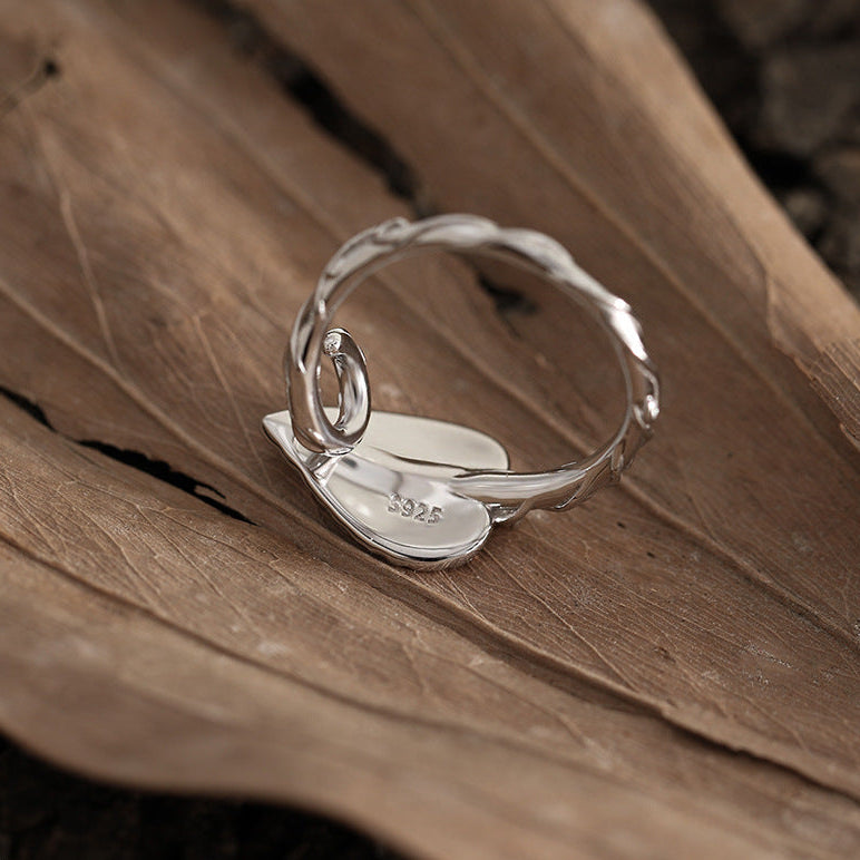 Twilight Vine Leaf Silver Statement Ring OPHRASTUDIO