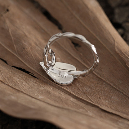 Twilight Vine Leaf Silver Statement Ring OPHRASTUDIO