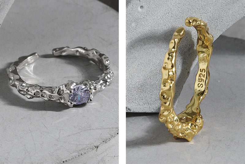 Twilight Spark Pavé Silver Stacking Ring OPHRASTUDIO