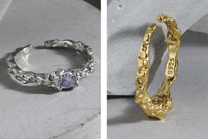 Twilight Spark Pavé Silver Stacking Ring OPHRASTUDIO