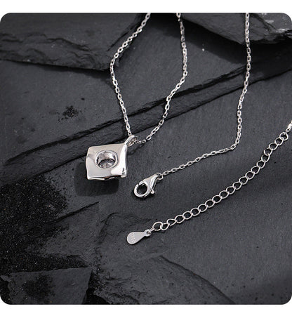 Square Solitaire Pendant Necklace OPHRASTUDIO