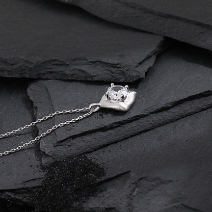 Square Solitaire Pendant Necklace OPHRASTUDIO