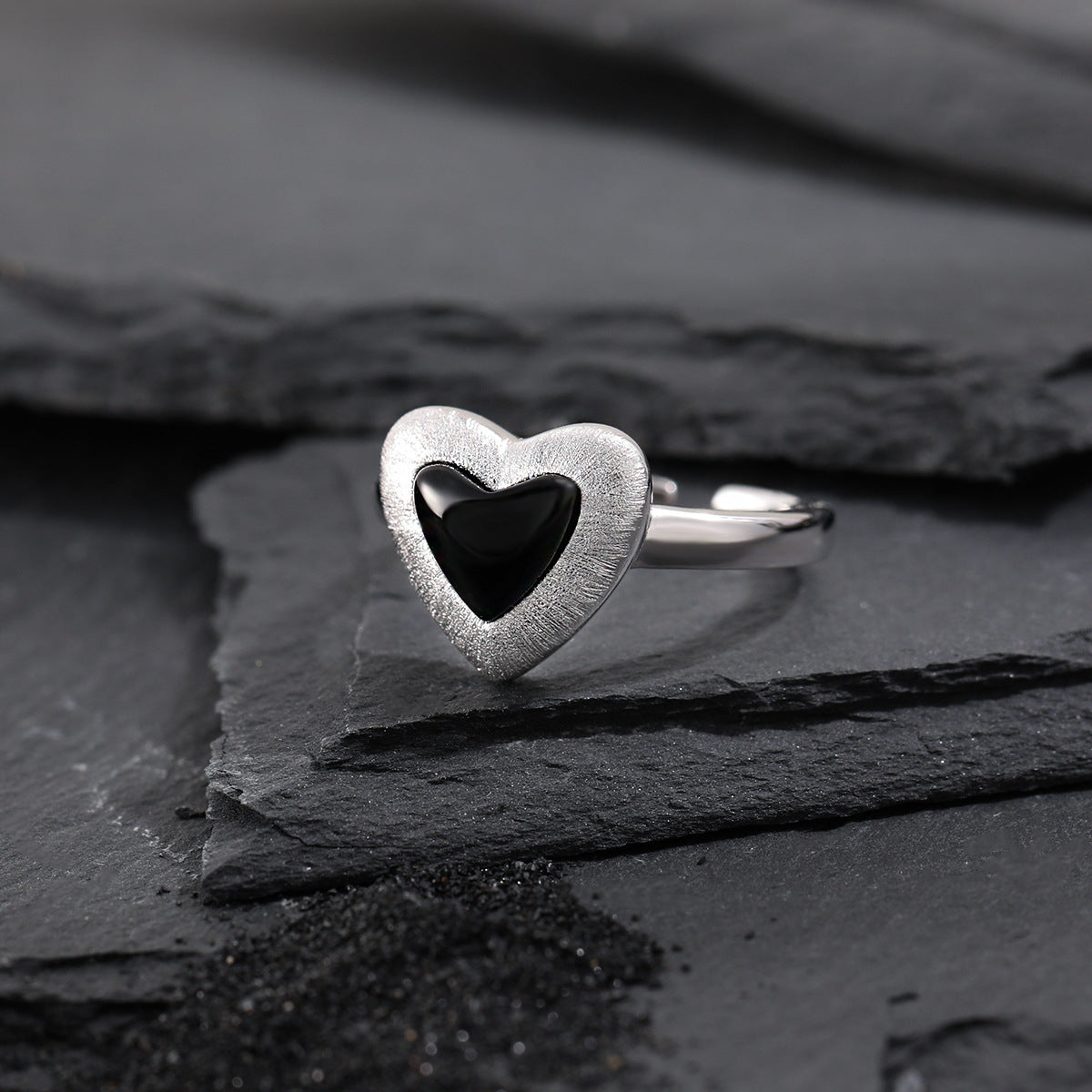 Matte Brushed Black Onyx Statement Ring OPHRASTUDIO