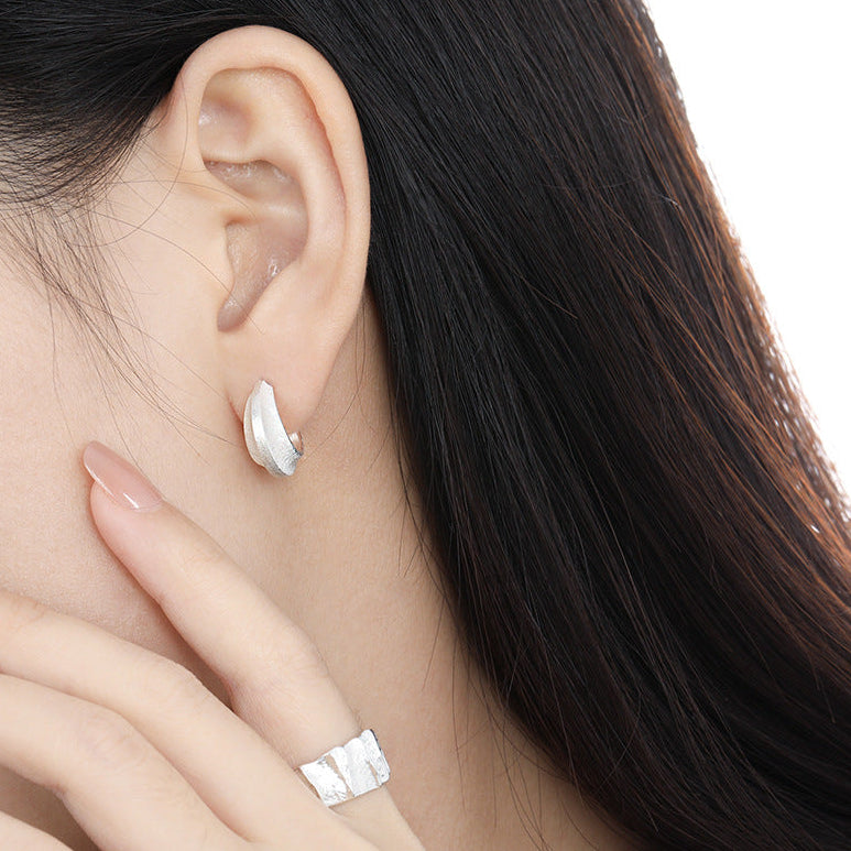 Luminous Brushed Huggie Earrings OPHRASTUDIO