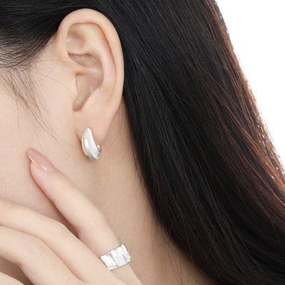 Luminous Brushed Huggie Earrings OPHRASTUDIO