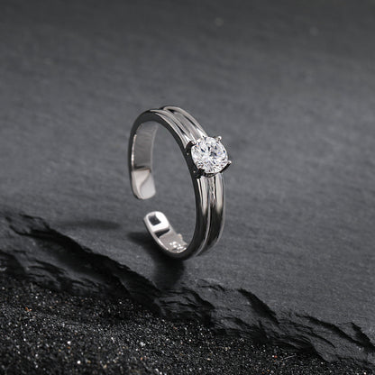 Radiant Grace Solitaire Silver Ring OPHRASTUDIO