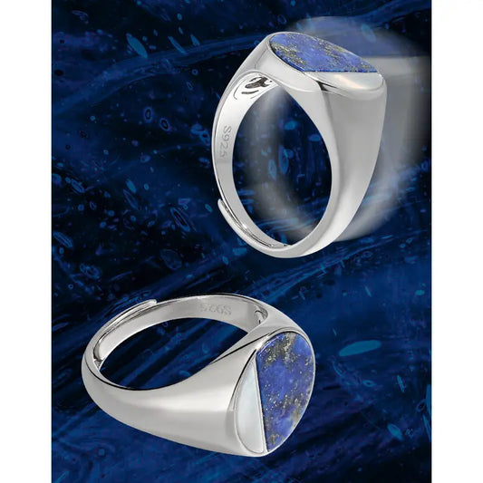 ATHENA'S LAPIS SHELL SILVER RING - OPHRASTUDIO