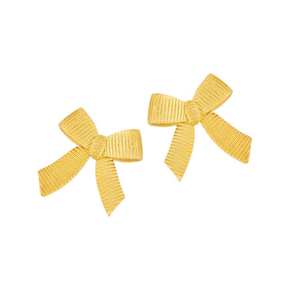 Ribbon Whisper Textured Bow Silver Stud Earrings OPHRASTUDIO